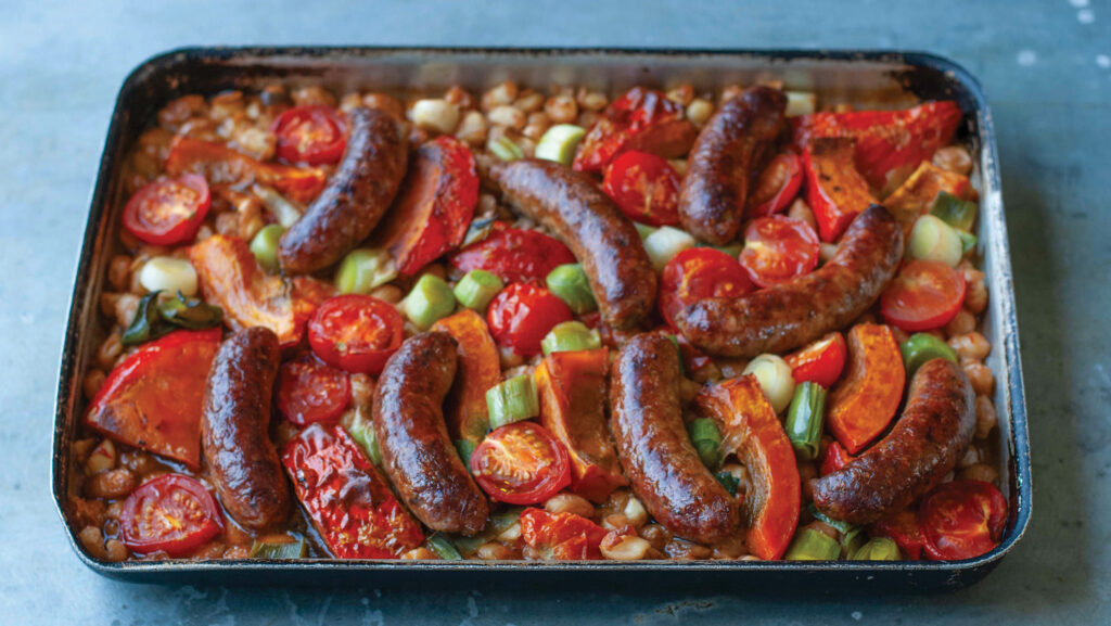 Sausage tray bake