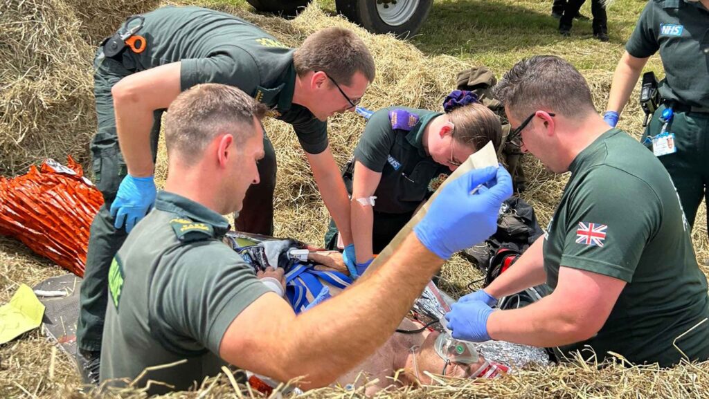 Paramedics come to Will Dickinson's rescue after his farm accident