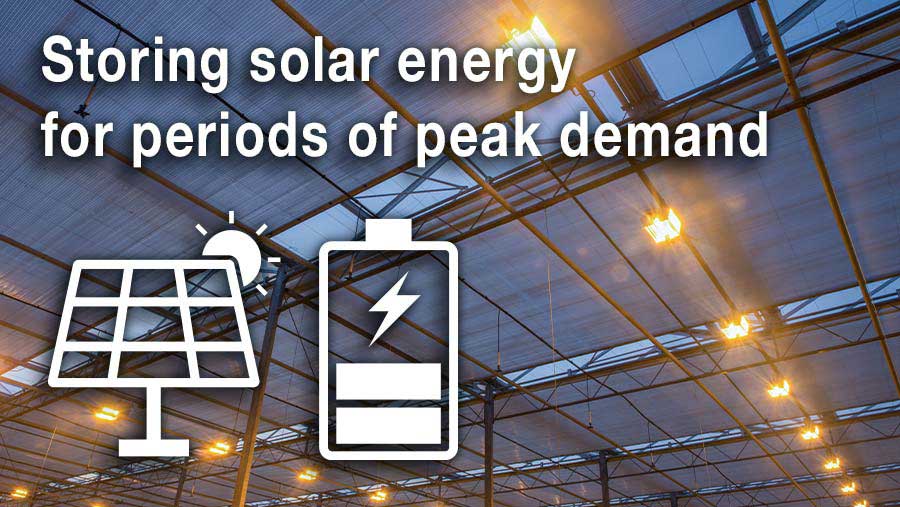 Storing solar energy for periods of peak demand