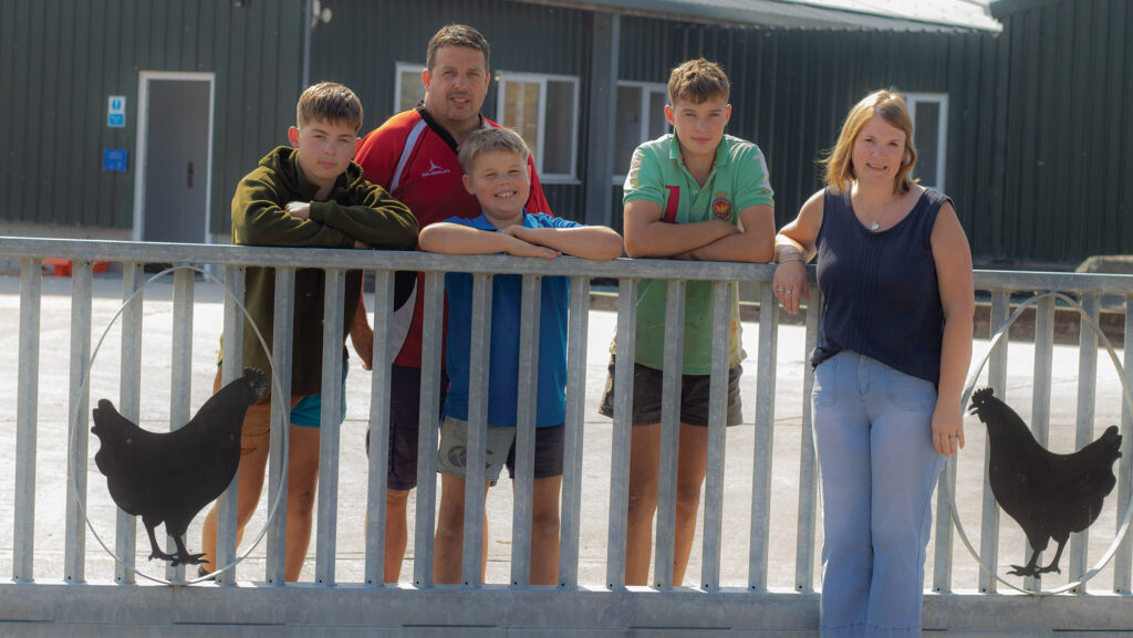 Rhianon and Gareth pictured with twins Brian and Bedo, and Ceiron (centre)
