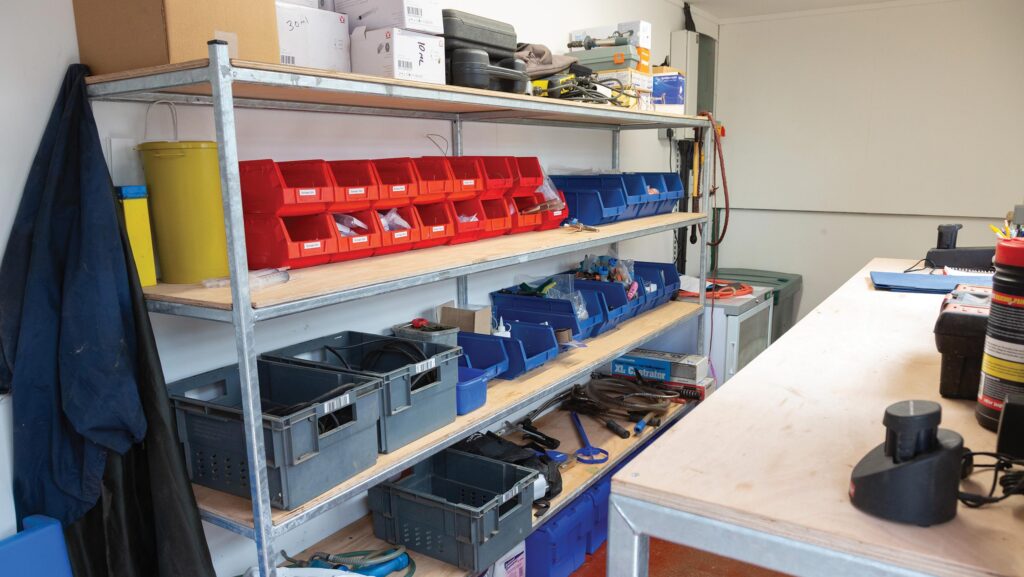 Store room within cattle handling shed