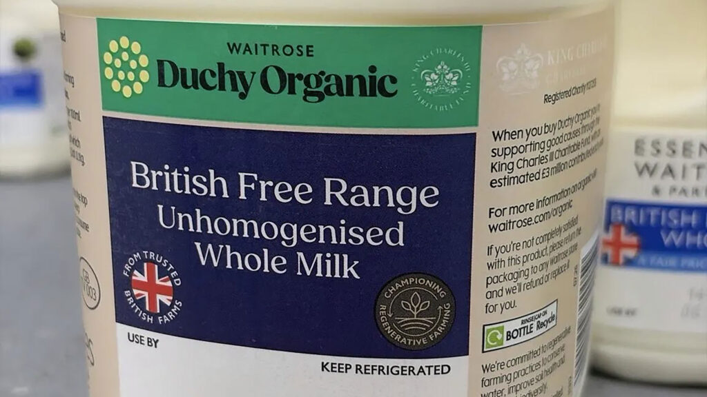 A Waitrose milk container