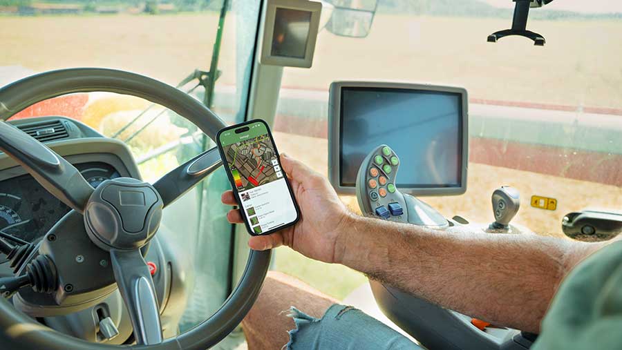 Farmer using smartphone