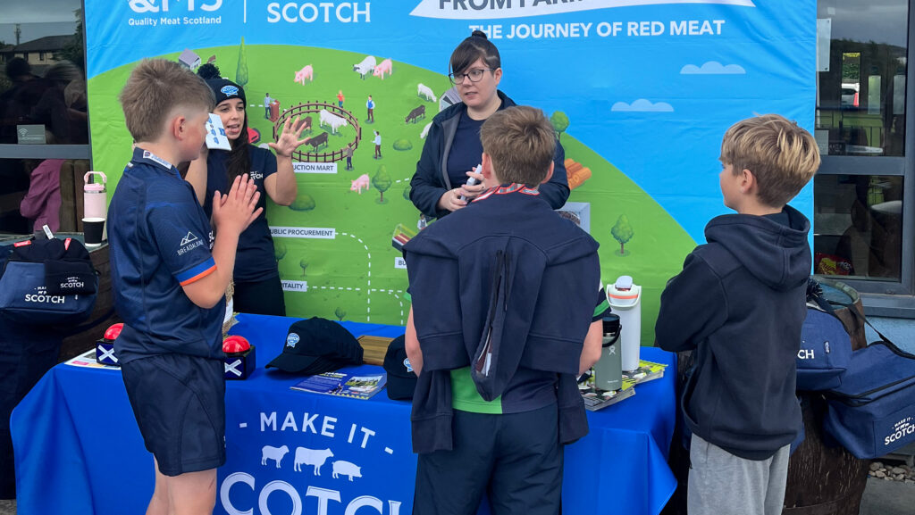 Young players from Boroughmuir Rugby Club with QMS's Make  it Scotch campaign ambassadors © QMS