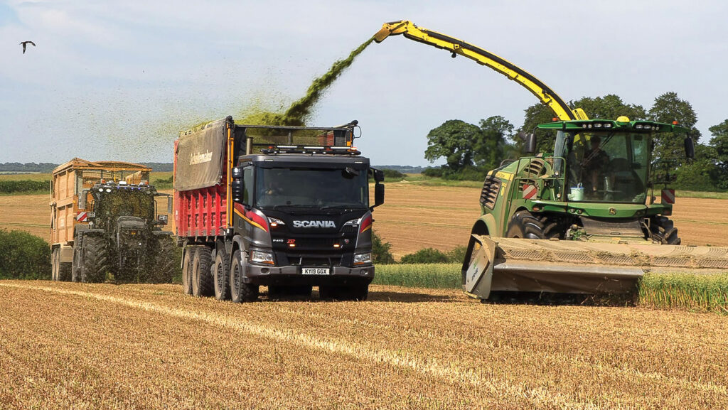 Truck being loaded with crop