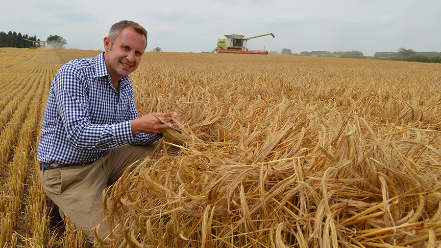 Chris Baylis with winter barley crop