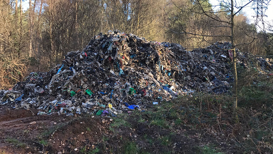 A mountain of fly-tipped waste