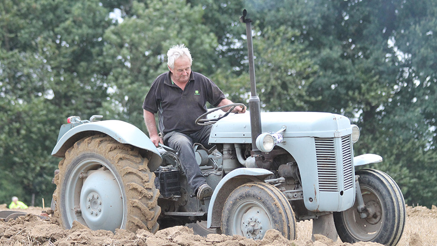 Frank Grantham driving a plough