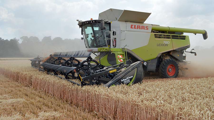 Harvest at Jeremy Durrant's farm in Essex