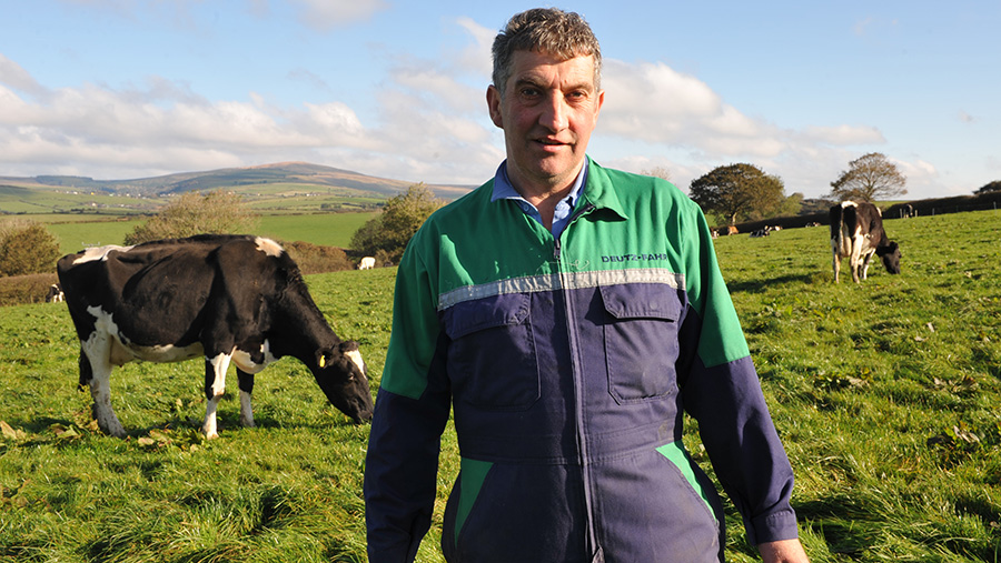 Andrew Griffiths with cows in a field