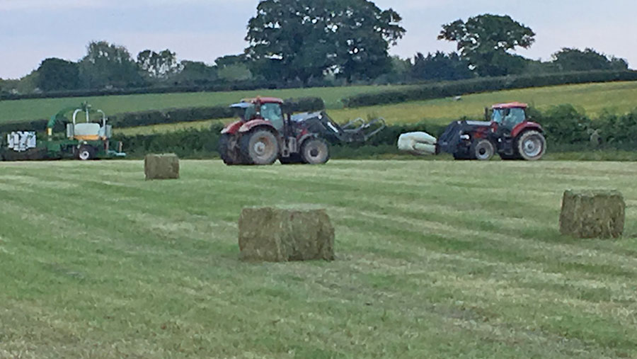 Haylage is cut on a Sussex farm