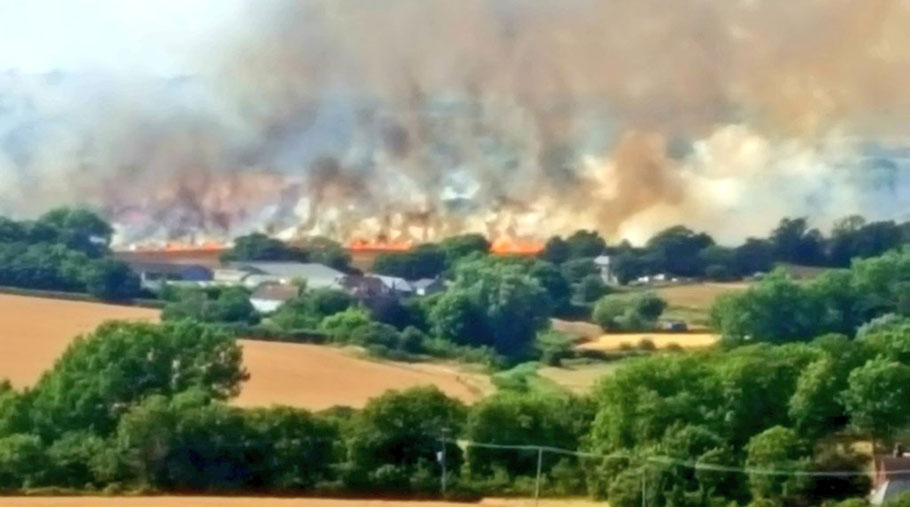 A field fire seen from a distance 