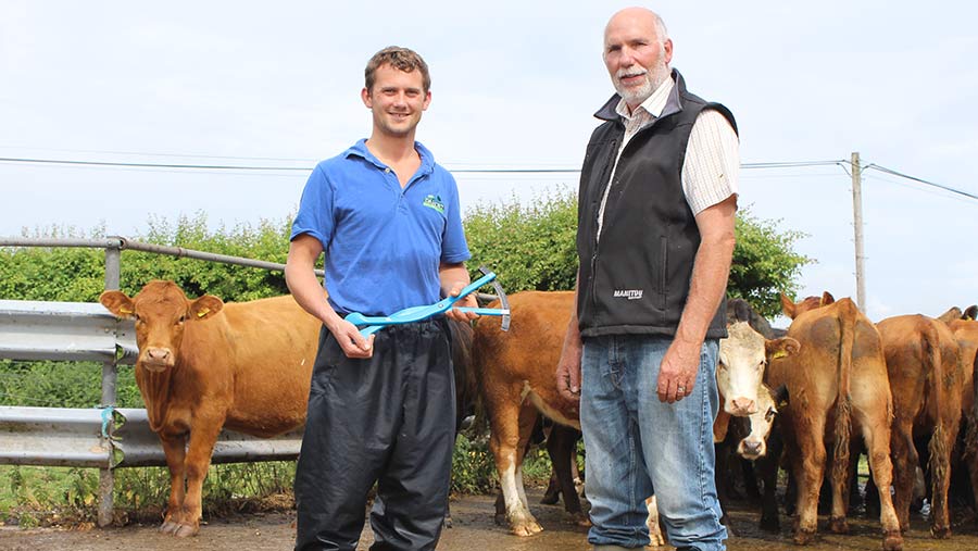 Vet Matthew Burge and herd manager Pete Barrett