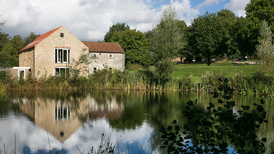 Offices and mill pond at Manor Fram, North Yorkshire