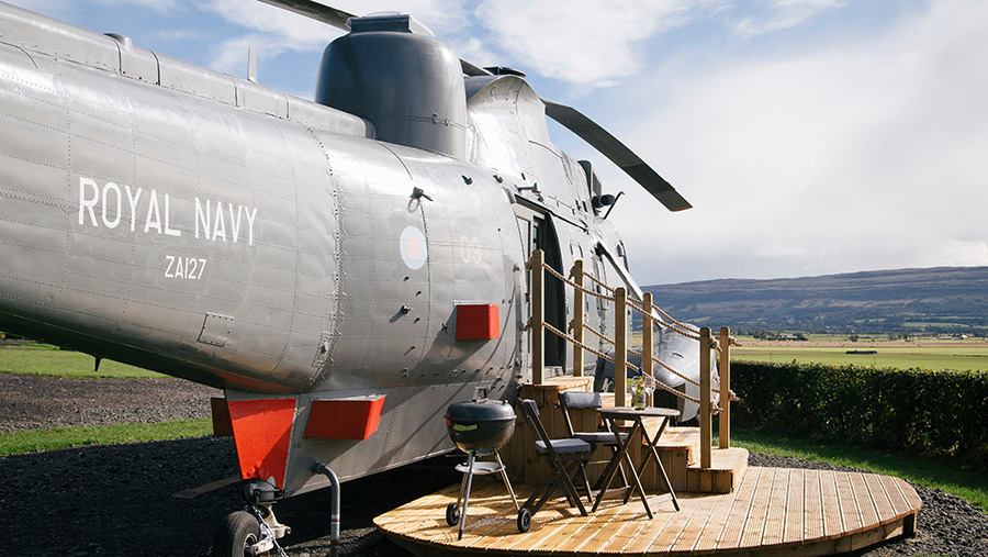 A Sea King helicopter set up as a holiday let