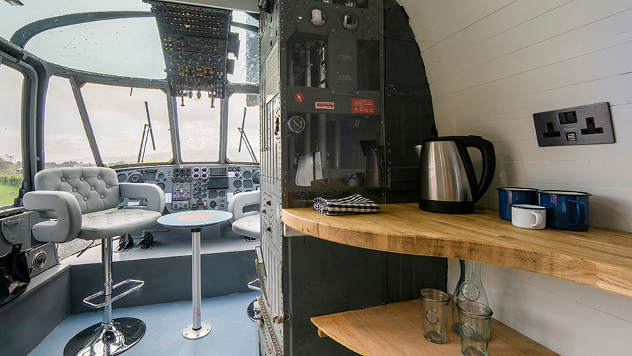 Inside of the Sea King helicopter