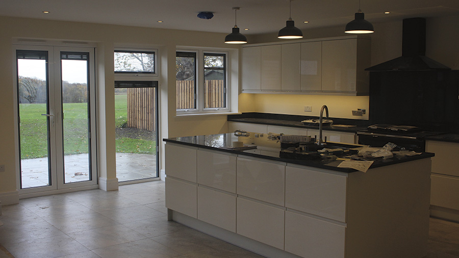 The interior of a converted barn