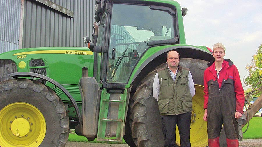 Alan Hutton (left) and Harper Adams student Alistair Sibbett (right) with the recovered tractor