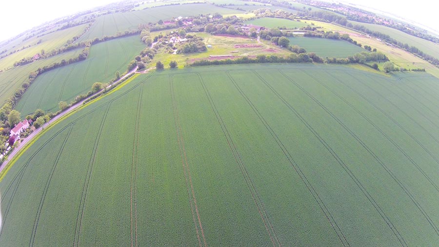 An aerial view of the field at Ivy House Farm