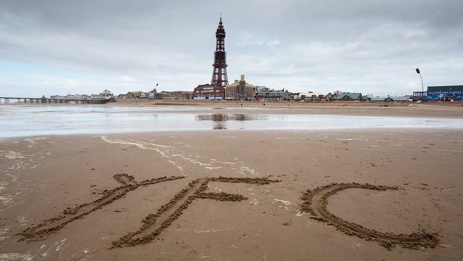 Blackpool tower from the beach