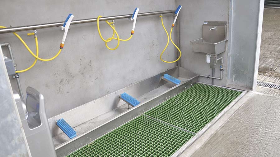 A boot washing area