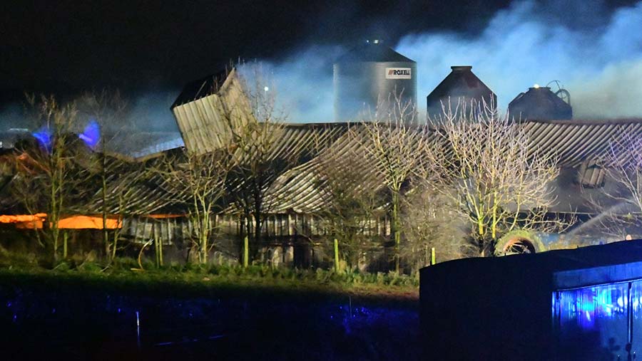 A fire at an organic poultry site