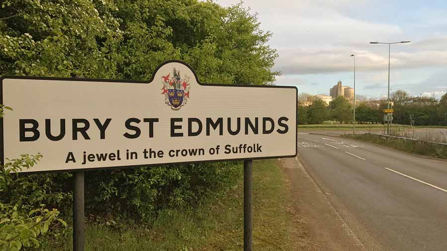 Bury St Edmund town sign