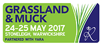 Grassland and Muck logo bearing the words 24-25 May 2017, Stoneleigh, Warwickshire, Partnered with Yara