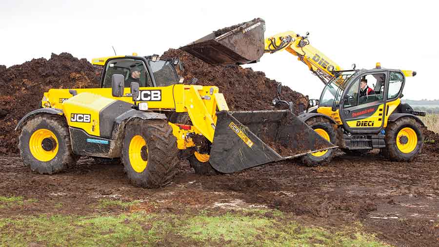 JCB 541-70 and Dieci 40.7 telehandlers at work