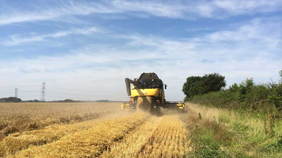 Combine Harvester on Molescroft Grange Farm