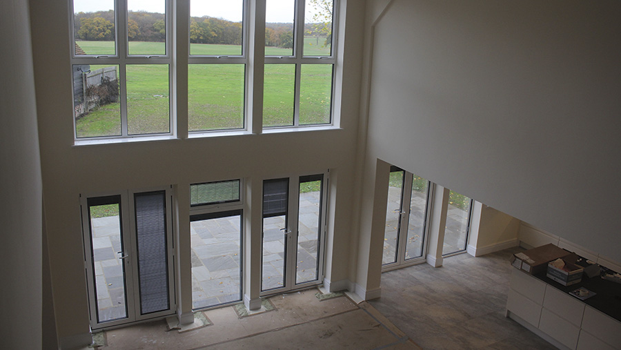 The interior of a converted barn