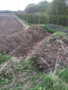 A trench that was dug to try to keep quad bike gangs off fields