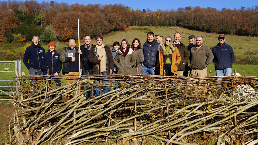 Volunteers stand ready to help Surrey Wildlife Trust's hedgerow project