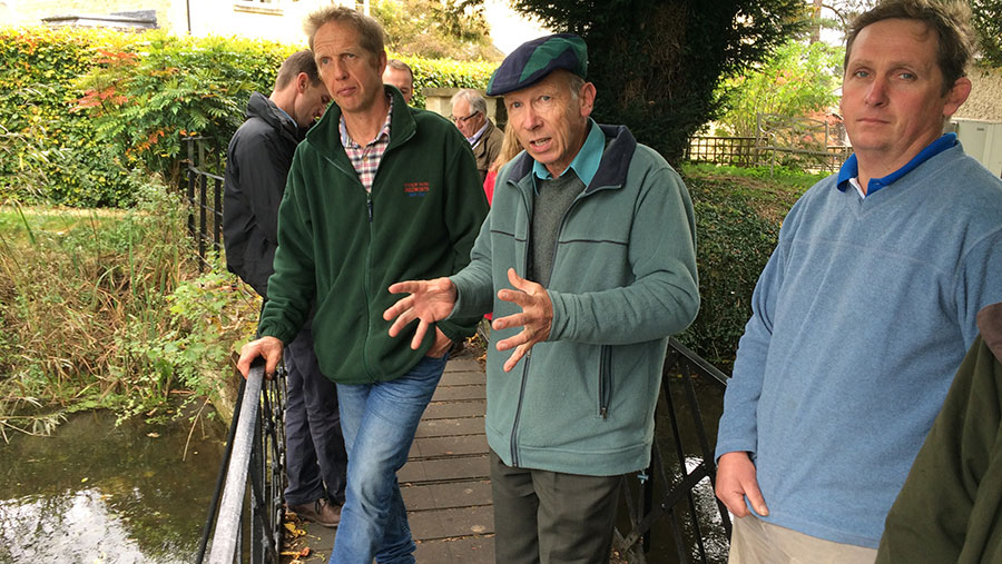 Rob Richmond (left) and Toby Baxter (right) with other farmers