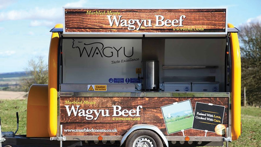 A trailer selling Wagyu beef