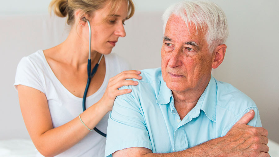 Doctor giving man a medical examination