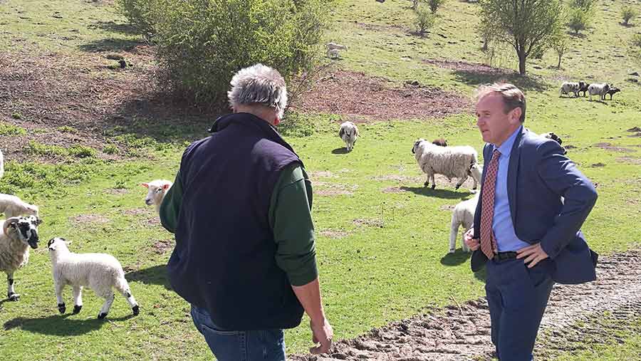 George Eustice with livestock farmer