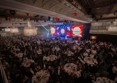 Overhead shot of guests at their tables at the Farmers Weekly Awards