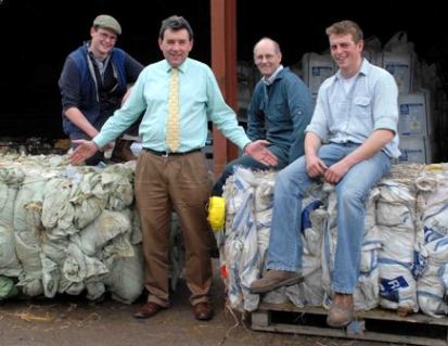 farmers must have plans for disposing of plastics in place by 15 May, warns Mark Webb (second left) here local recycling collector Phil Godwin (left) and his brother Rob (far right) and feloow collector John Tingey. Phil Godwin1