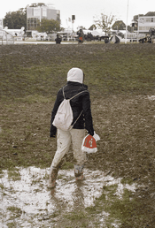 person in mud at royal show