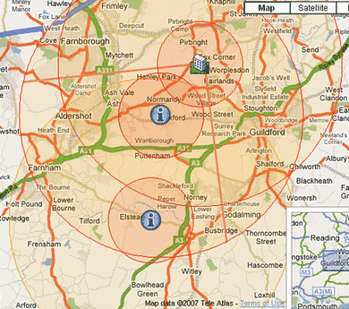 Surveillance map from GIS Logic