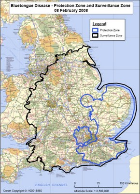 Bluetongue map 8 Feb2008