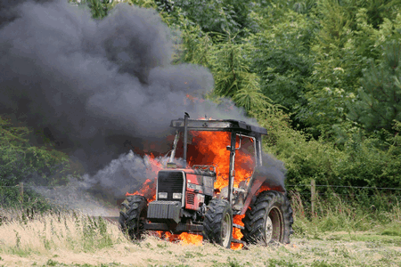 Tractor fire large