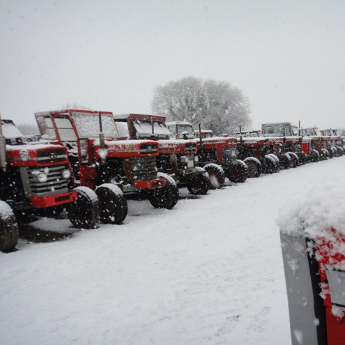Tractors in the snow