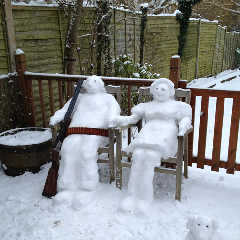 Snowman and snowwoman