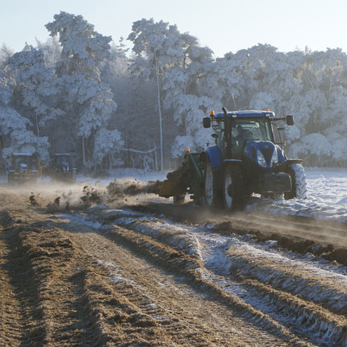 Tractors in snow