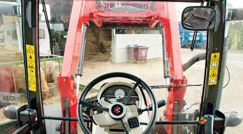 An optional roof window is essential if you want to be able to see the loader