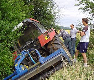tractor in a ditch