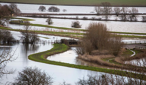 Flooded fields in Somerset